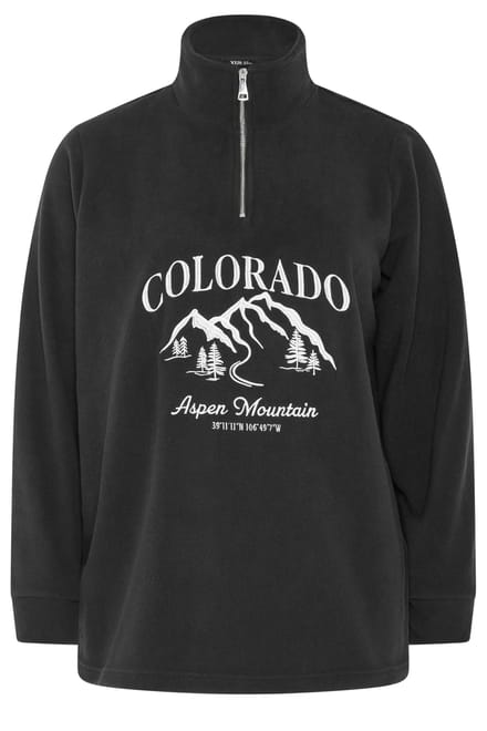 Yours Zwarte 'Colorado' Fleece Met Kwartrits Size 50-52