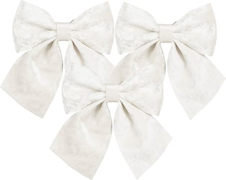 House of Seasons Kerst strik ornamenten - 3x - wit - 20 x 24 cm - polyester fluweel - kerststrik