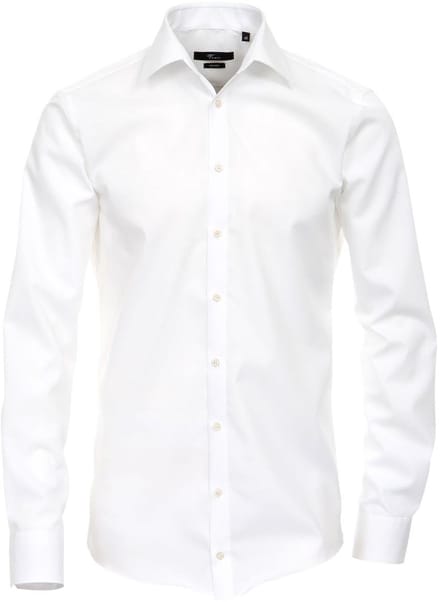 VENTI modern fit overhemd - mouwlengte 7 - wit - Strijkvrij - Boordmaat: 44