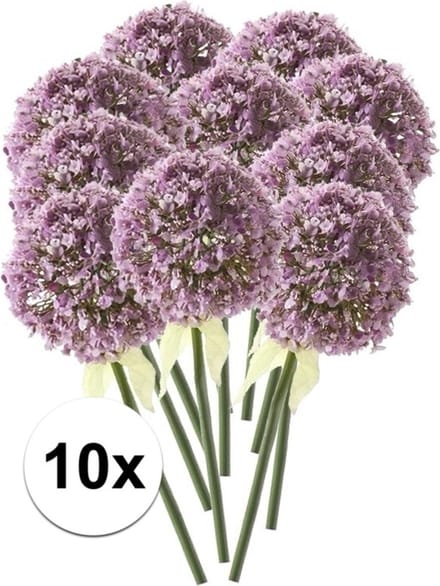 Kunstbloem Sierui / Allium - 10x - lila paars - steel van 70 cm
