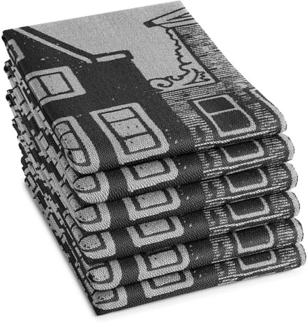 DDDDD - 6x Theedoek - Baxter - 60x65 cm - Zwart - Set van 6 stuks