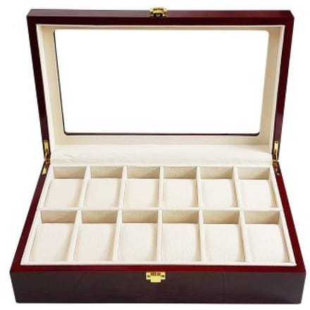 Luxe klassieke houten horlogebox voor 12 horloges | Rood