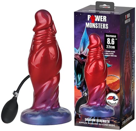 Power Monsters - Shadow Behemoth - Opblaasbare Monster Dildo - 22 cm - Rood/Blauw
