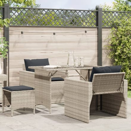 vidaXL - 4-delige - Loungeset - met - kussens - poly - rattan - lichtgrijs