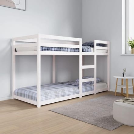 Stapelbed Hout - Kinderbed Dubbel - Ruimte Besparen - Massief Grenenhout - 75x190 cm - Wit