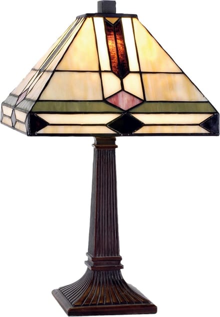 Lumilamp Tiffany Tafellamp 30x30x37 cm Bruin Groen Glas