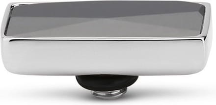Melano Twisted Rectangle Steentje Black | Zilver