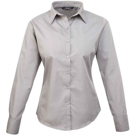 Premier Dames/Dames Shirt Met Lange Mouwen (Zilver)
