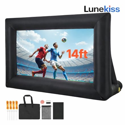 Lunekiss Opblaasbaar Projectiescherm 14FT – 16:9 Buitenbioscoop met 120W Luchtblazer