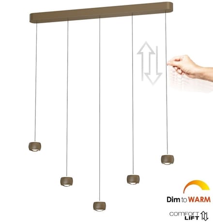 Freelight - Hanglamp Cosmo 5 lichts L 120 cm comfortlift brons goud