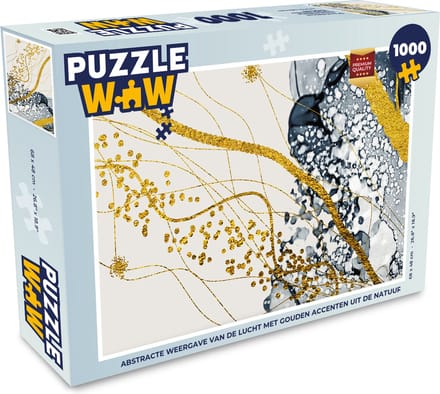 Puzzel Abstract - Goud - Natuur - Kunst - Legpuzzel - Puzzel 1000 stukjes volwassenen