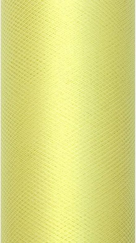 Partydeco Licht geel tule - 30 cm breed x 9 meter - OP = OP