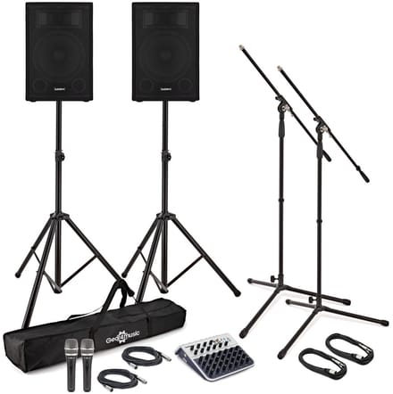 SubZero C12A Actief PA-systeem met Microfoons, Statieven en Mixer