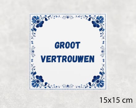 Spreuk tegel 15x15 cm Groot vertrouwen