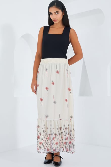 Geprinte Maxi Rok met Bloemenmotief