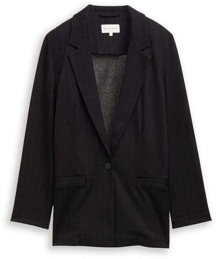 Tom Tailor - Loose fit blazer met glittereffect - Maat L - pinstripe with lurex