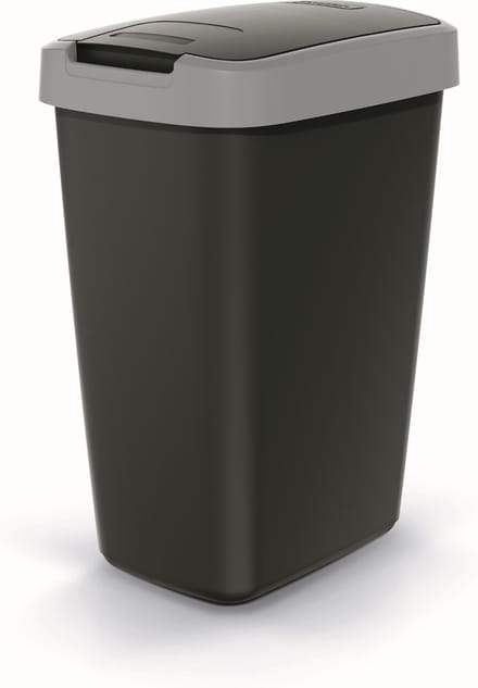 Prosperplast - Prullenbak / Afvalbak 12L - Zwart met grijs frame