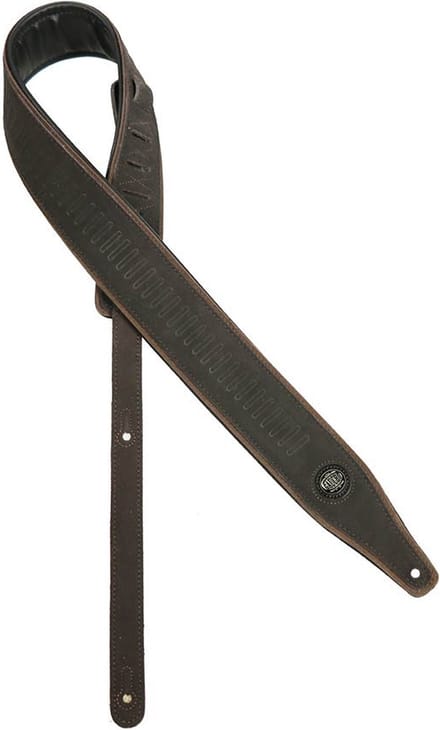 Gaucho GST-663-DBR gitaarriem, topkwaliteit suede, donkerbruin