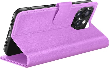 Zanae, Hoesje geschikt voor iPhone 16 Pro Max - Wallet Case & Magneetsluiting, Paars