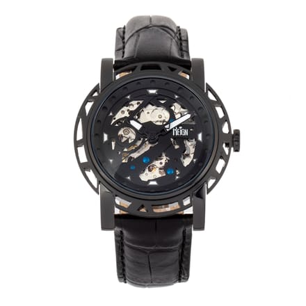 Reign Stavros automatisch skelet horloge met leren band