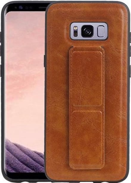 Grip Stand Hardcase Backcover voor Samsung Galaxy S8 Plus Bruin