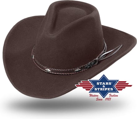 Western hoed Wolhoed Stars&Stripes DALLAS Brown mt S
