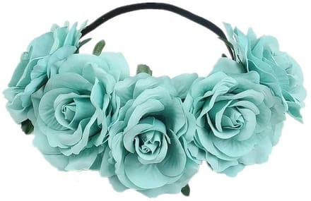 Bloemen haarband lichtblauw