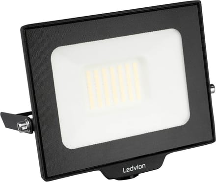 Ledvion - ECO LED-schijnwerper buiten, IP65, 30W, 110lm/W, koel wit, 6500K, superhelder, breedstraler, buitenlamp