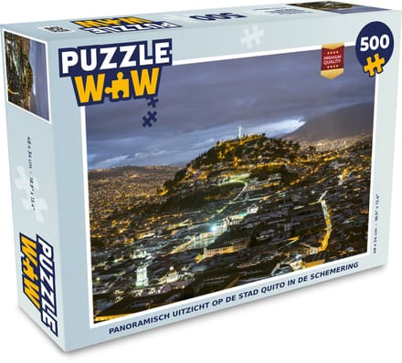 Puzzel Panoramisch uitzicht op de stad Quito in de schemering - Legpuzzel - Puzzel 500 stukjes