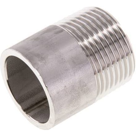 R 1'' Buitendraad x 33.7mm RVS Pijpnippel met Las uiteinde 20 Bar DIN 2982 - 40mm