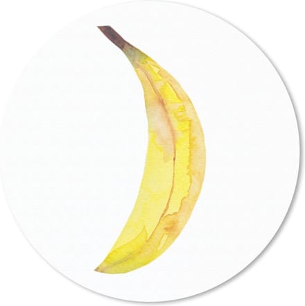 Muismat rond 20x20 cm - Mousepad Banaan - Aquarel - Wit - Ronde muismatten