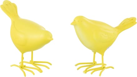 J-Line figuur Vogel - polyresin - geel - small - 2 stuks