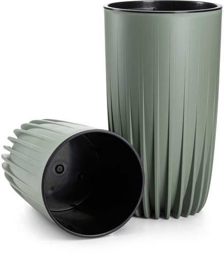 HowHomely Stripped - Hoge Recyclebare Bloempot - Nieuw Design - Weerbestendig - Lichtgewicht