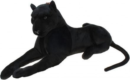 Kruger Pluche zwarte panter knuffel - liggend - 90 cm - groot - jungle dieren