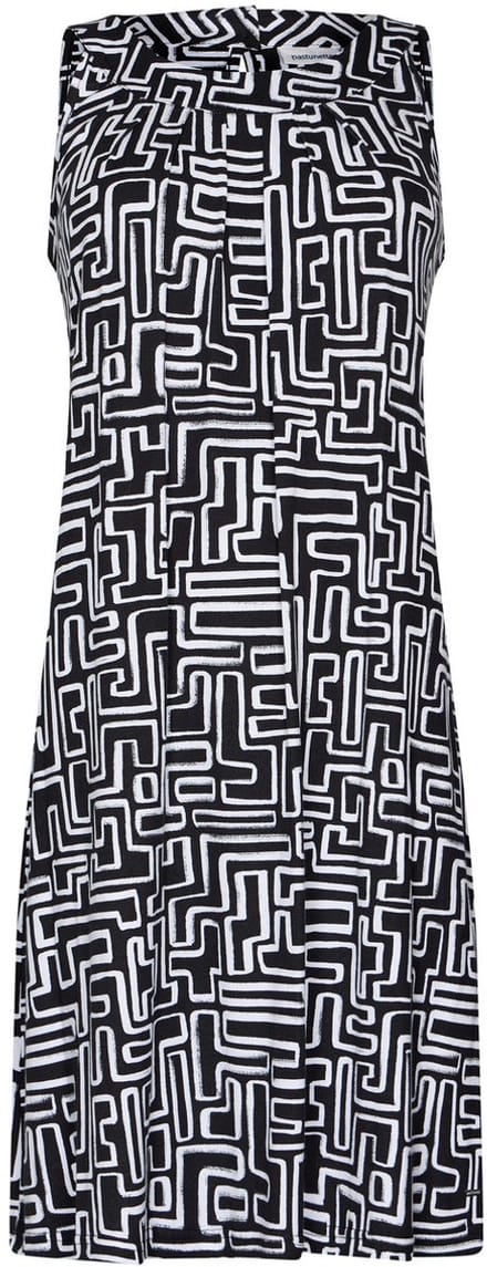 Pastunette Jurk Graphic Beach - Ecovero Viscose - Zwart/Wit - Mouwloos - Maat 40