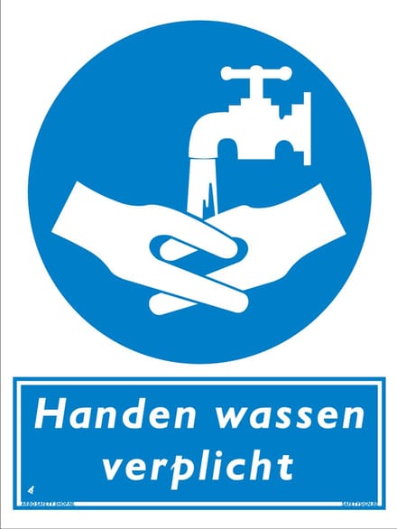 Handen wassen verplicht bord - Forex - 30 x 40 cm