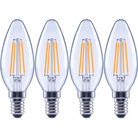Sencys Ledfilamentlamp Kaars C35c - D3,5cm - Warm Wit - E14 - 3,4w - 4 Stuks