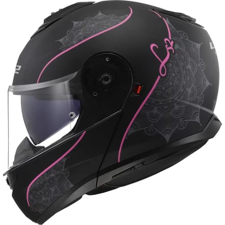 LS2 FF908 Strobe II Lux Mat Zwart Roze 06 Systeemhelm - Helm