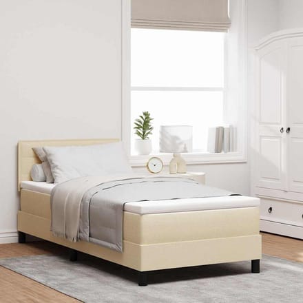 vidaXL - Boxspring - bed - met - hoofdeinde - Crème - 80 - x - 200 - cm - Stof