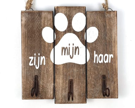 Houten - Tekstbord - Vierkant - Zijn - Mijn - Haar - Hond