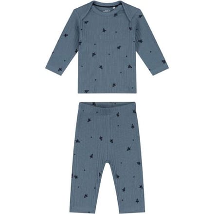 Prénatal baby pyjama ruimte rib Steel Blue 68 heren
