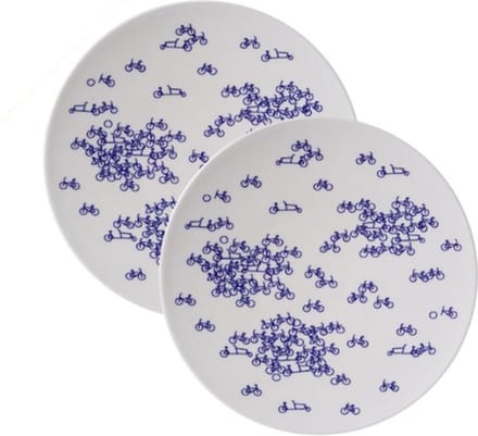 Heinen Delfts Blauw - Gebaksbord De Blauwe Fiets 2 st.