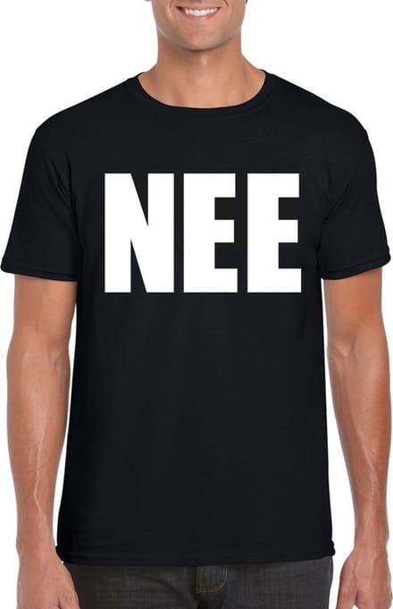NEE tekst t-shirt - zwart - heren L