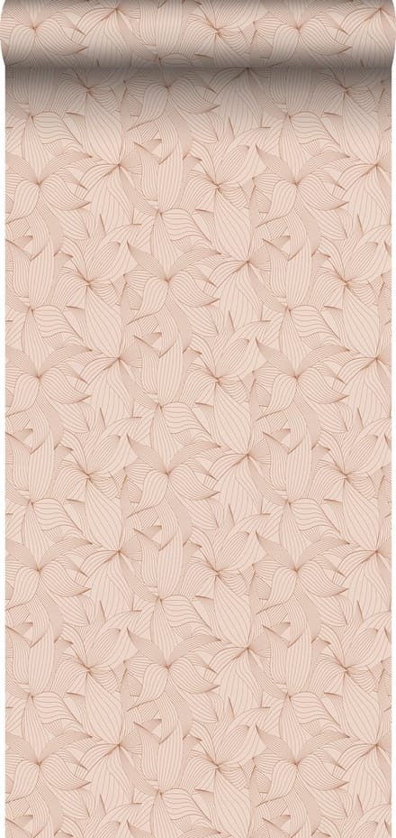 ESTAhome behang getekende bladeren roze - 50 x 900 cm - 139495