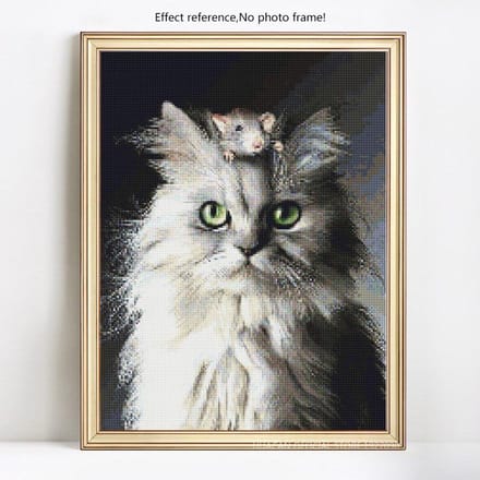 Peinture Diamant 5D Ronde Complète Animal Chat Broderie Vente Image Strass Diamant 20X30 black