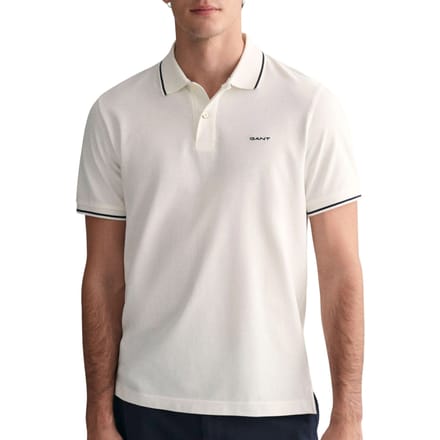 Gant Tipping Piqué Poloshirt Wit - Maat M - Heren