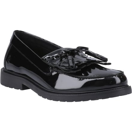 Hush Puppies Verity Kiltie Leren Dames Zwarte Instappers