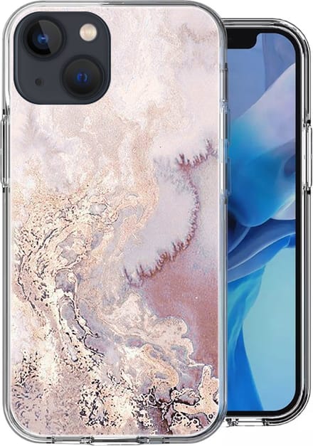 Hoesje geschikt voor iPhone 14 Plus - Siliconen Shock Proof Case Back Cover Hoes Marmer Roze
