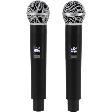 Lot de 2 microphones VHF sans fil professionnels antibruit rechargeables par USB