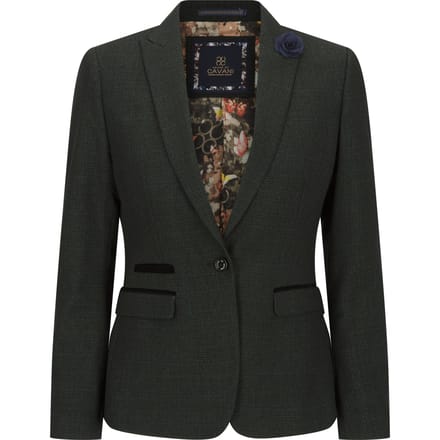 Dames Tweed Groen Geruit Blazer Wollen Klassieke Jas